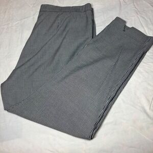 J. Jill Essential Slim Ankle Pants Womens 18 Navy Blue White Pinstripe Slit Hem